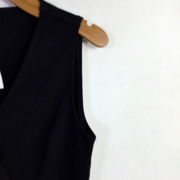 J. Crew Womens Ponte Faux Wrap Dress Tie Waist Sleeveless Black Size S L2357 NWT - Picture 7 of 16